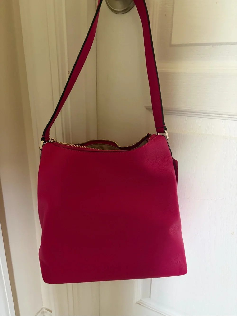 kate spade Bright Hot Pink Leather Shoulder Bag with Gold-Tone Logo